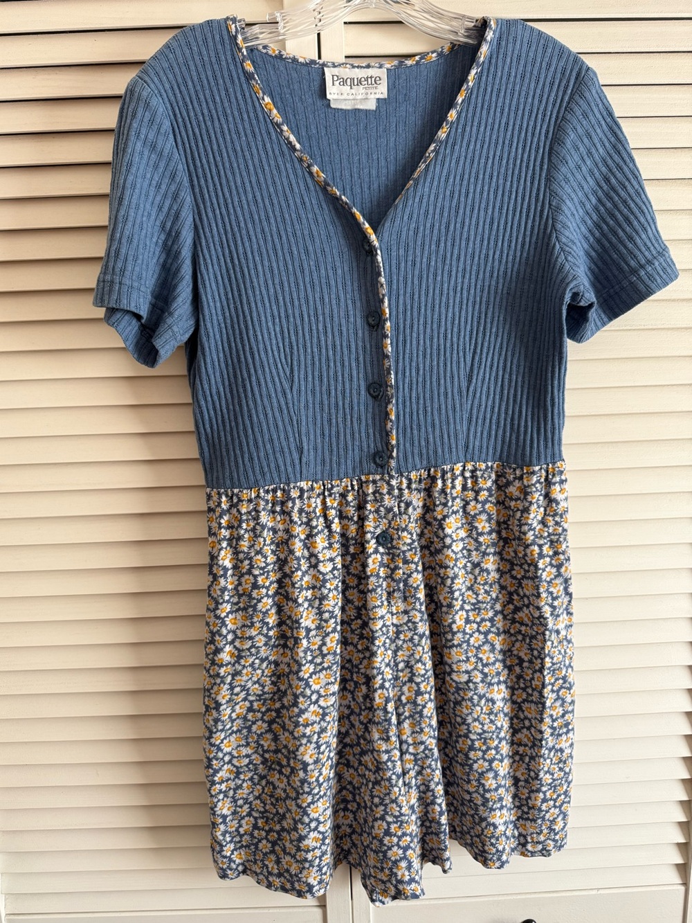 Vintage 90’s.  Paquette.  Blue Knit-Top with Casual Floral Shorts
